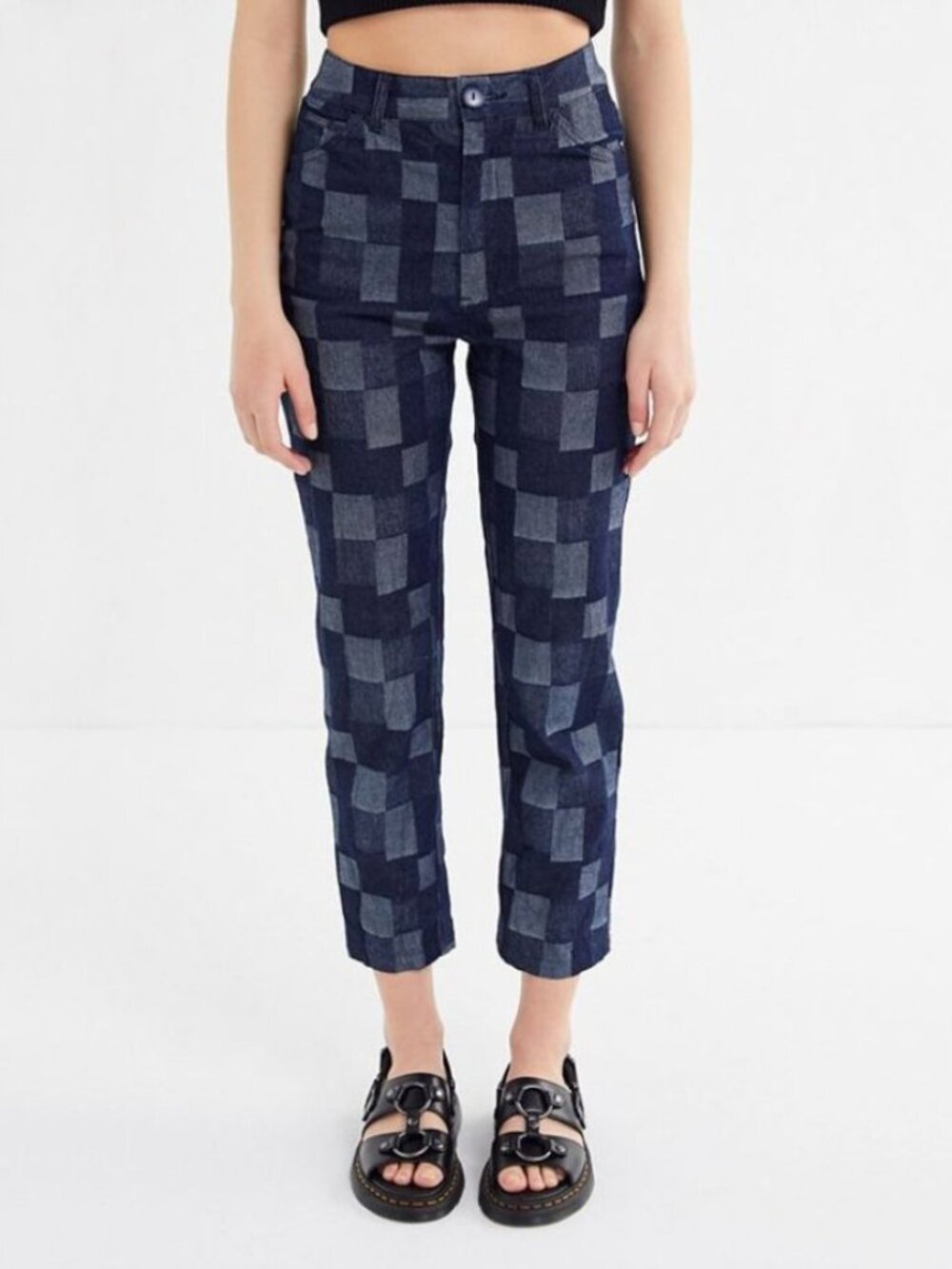 Hot Lava Denim Patchwork Pants Blue - Size XS